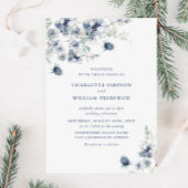 Elegant Dusty Blue Boho Winter Foliage Wedding Kaart