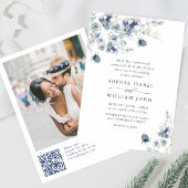 Elegant Dusty Blue Boho Winter Foliage Wedding Kaart