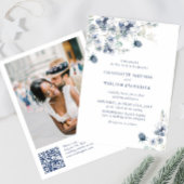 Elegant Dusty Blue Boho Winter Foliage Wedding Kaart