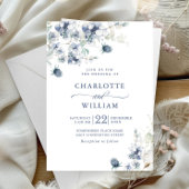Elegant Dusty Blue Boho Winter Foliage Wedding Kaart