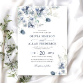 Elegant Dusty Blue Boho Winter Foliage Wedding Kaart