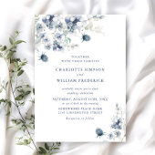 Elegant Dusty Blue Boho Winter Foliage Wedding Kaart