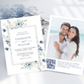 Elegant Dusty Blue Boho Winter Foliage Wedding Kaart