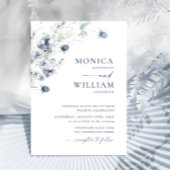 Elegant Dusty Blue Boho Winter Foliage Wedding Kaart