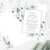 Elegant Dusty Blue Boho Winter Foliage Wedding Kaart