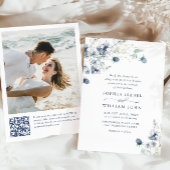 Elegant Dusty Blue Boho Winter Foliage Wedding Kaart