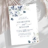 Elegant Dusty Blue Boho Winter Foliage Wedding Kaart