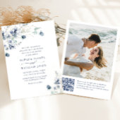 Elegant Dusty Blue Boho Winter Foliage Wedding Kaart