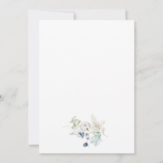 Elegant Dusty Blue Boho Winter Foliage Wedding Kaart (Achterkant)