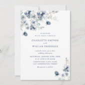 Elegant Dusty Blue Boho Winter Foliage Wedding Kaart (Voorkant)