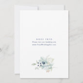 Elegant Dusty Blue Boho Winter Foliage Wedding Kaart (Achterkant)