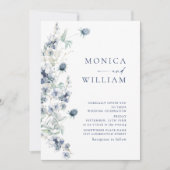 Elegant Dusty Blue Boho Winter Foliage Wedding Kaart (Voorkant)