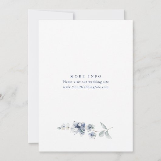 Elegant Dusty Blue Boho Winter Foliage Wedding Kaart (Achterkant)