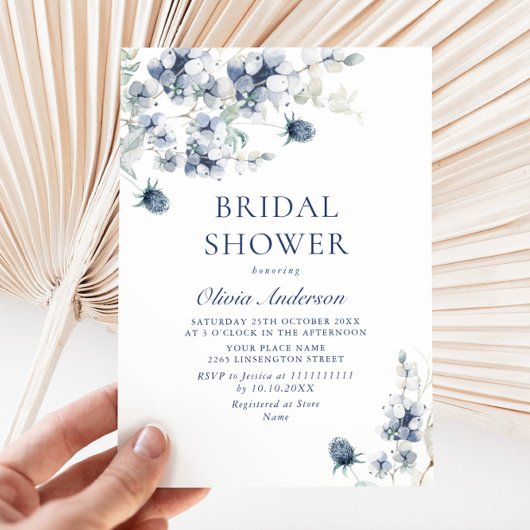 Elegant Dusty Blue Boho Winter VRIJGEZELLENFEEST Kaart