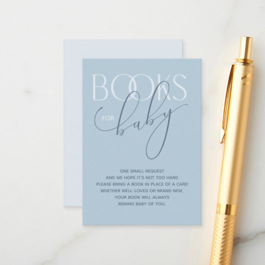 Elegant Dusty Blue Book Aanvraag Behuizing Kaart (Voorkant / Achterkant in situ)