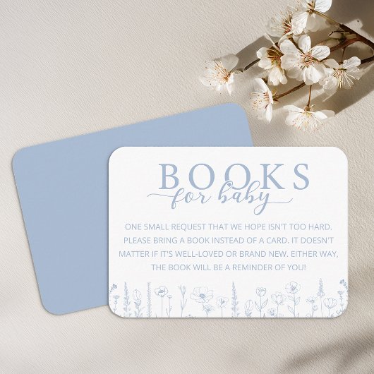 Elegant Dusty Blue Books for Baby Card Informatiekaartje