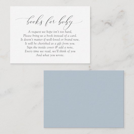 Elegant Dusty Blue Books for Baby Request Informatiekaartje (Voorkant / Achterkant)