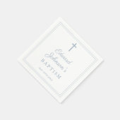 Elegant Dusty Blue Border Baptism Servet (Hoek)