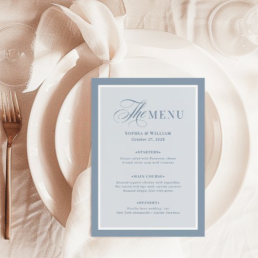 Elegant Dusty Blue Border | Classic Luxe  Menu