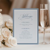 Elegant Dusty Blue Border | Luxe Wedding Welcome Programmakaart