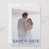Elegant Dusty Blue Botanica & Foto Opslaan van de Save The Date (Voorkant)