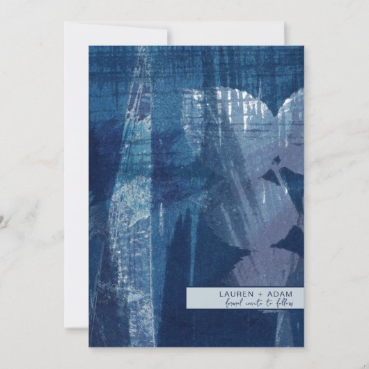 Elegant Dusty Blue Botanica & Foto Opslaan van de Save The Date (Achterkant)