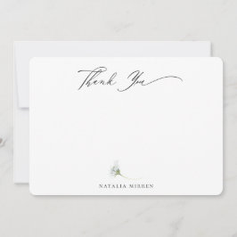 Elegant Dusty Blue Botanical Floral Dank u Notitiekaartje