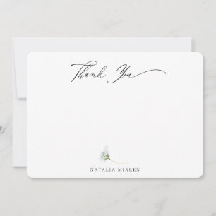 Elegant Dusty Blue Botanical Floral Dank u Notitiekaartje