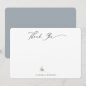 Elegant Dusty Blue Botanical Floral Dank u Notitiekaartje (Voorkant / Achterkant)