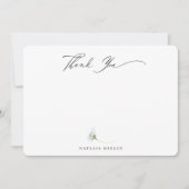 Elegant Dusty Blue Botanical Floral Dank u Notitiekaartje (Voorkant)