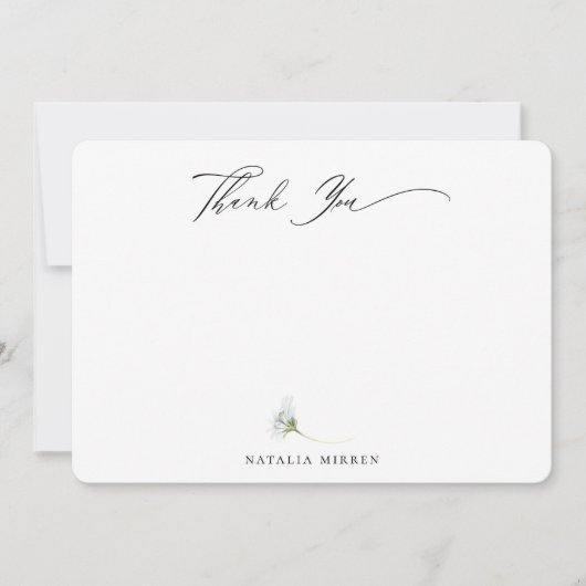 Elegant Dusty Blue Botanical Floral Dank u Notitiekaartje (Voorkant)