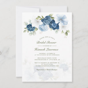 Elegant Dusty Blue Botanical Floral Vrijgezellenfe Kaart