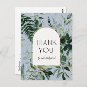 Elegant Dusty Blue Botanical gebladerte dank u Briefkaart (Voorkant / Achterkant)