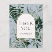 Elegant Dusty Blue Botanical gebladerte dank u Briefkaart (Voorkant)