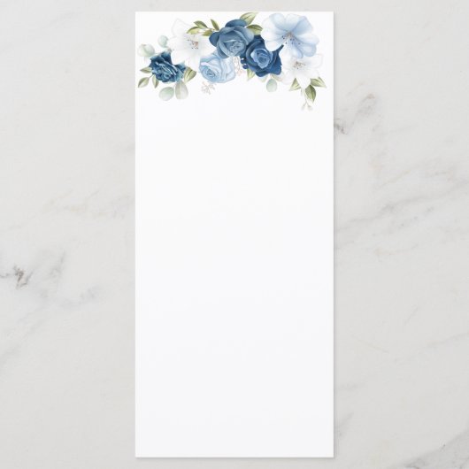 Elegant Dusty Blue Botanical Greenery Wedding Menu (Achterkant)