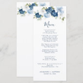 Elegant Dusty Blue Botanical Greenery Wedding Menu (Voorkant / Achterkant)