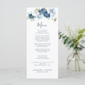 Elegant Dusty Blue Botanical Greenery Wedding Menu (Staand voorkant)