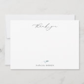 Elegant Dusty Blue Botanical Thank You Notitiekaartje (Voorkant)