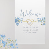 Elegant Dusty Blue Botanical Weddenschap Welkom Poster