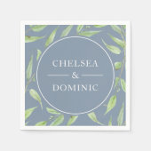 Elegant Dusty Blue Botanical Wedding Servet (Voorkant)