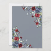 Elegant Dusty Blue & Bourgondië Floral 60ste verja Kaart (Achterkant)