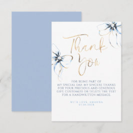 Elegant Dusty Blue Bow Bridal Shower Thank You Bedankkaart
