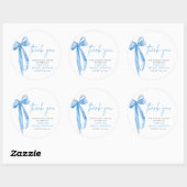 Elegant Dusty Blue Bow Dank u Vrijgezellenfeest Ronde Sticker (Vel)