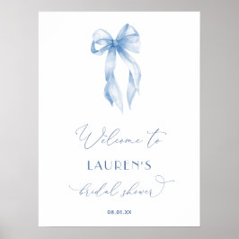 Elegant Dusty Blue Bow Vrijgezellenfeest Welkomstb Poster