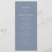 Elegant Dusty Blue Boy First Communion Menu (Voorkant)
