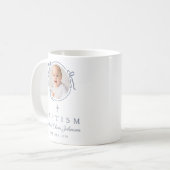 Elegant Dusty Blue Boy Photo Baptism Koffiemok (Voorkant links)