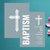 Elegant Dusty Blue Boys Doop Uitnodiging