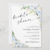 Elegant Dusty Blue Bridal Shower Invitation Kaart (Voorkant)