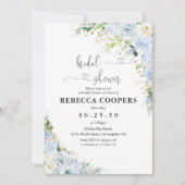 Elegant Dusty Blue Bridal Shower Invitation Kaart (Voorkant)