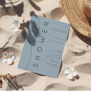 Elegant Dusty Blue Bridal Shower Kaart